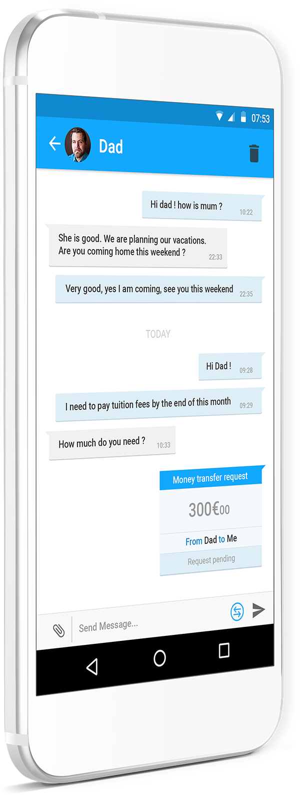 TransferUp app with Clean, sleek, chat-based experience